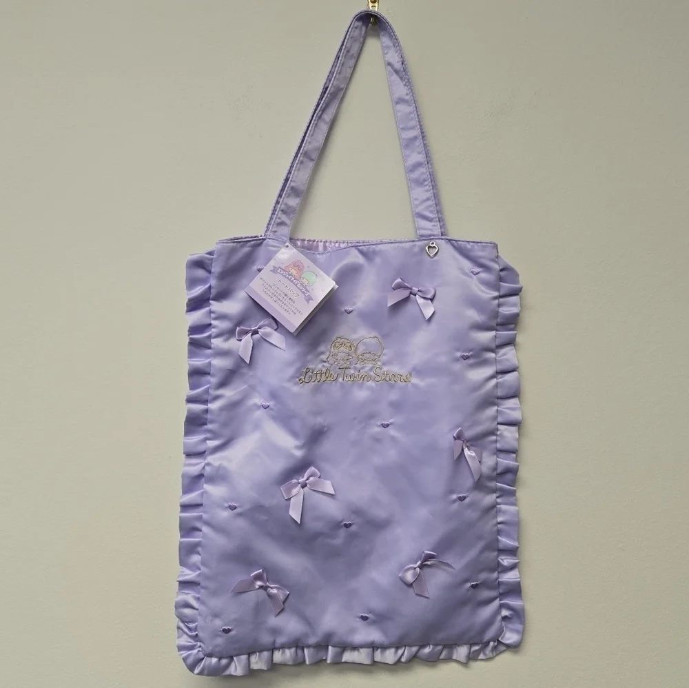 Sanrio Little Twin Stars Enjoy Idol Tote Bag Purple Satin